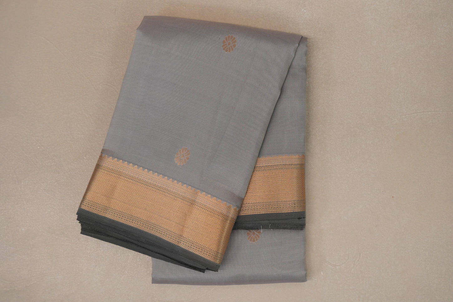Light grey with dark grey borders Light Weight Kanjivaram Silk Saree SS8948