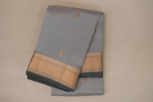 Light grey with dark grey borders Light Weight Kanjivaram Silk Saree SS8948