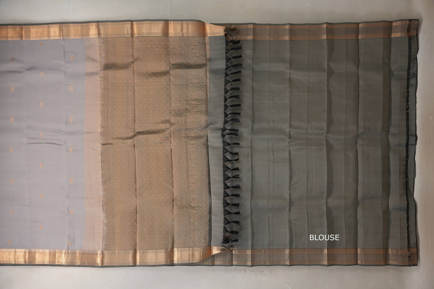 Light grey with dark grey borders Light Weight Kanjivaram Silk Saree SS8948