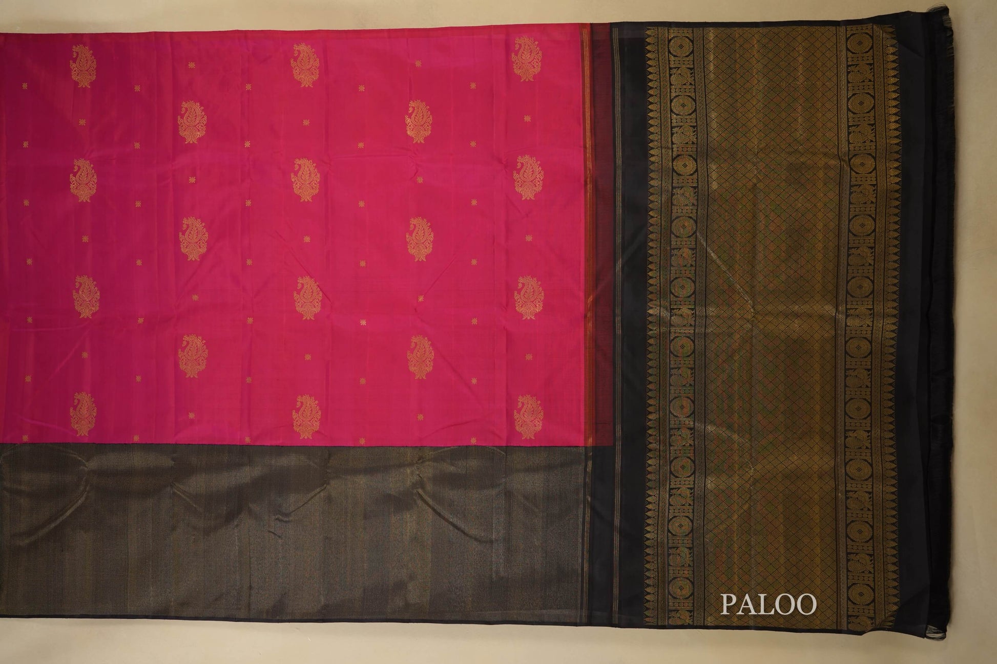 Pink kanjivaram silk saree paloo