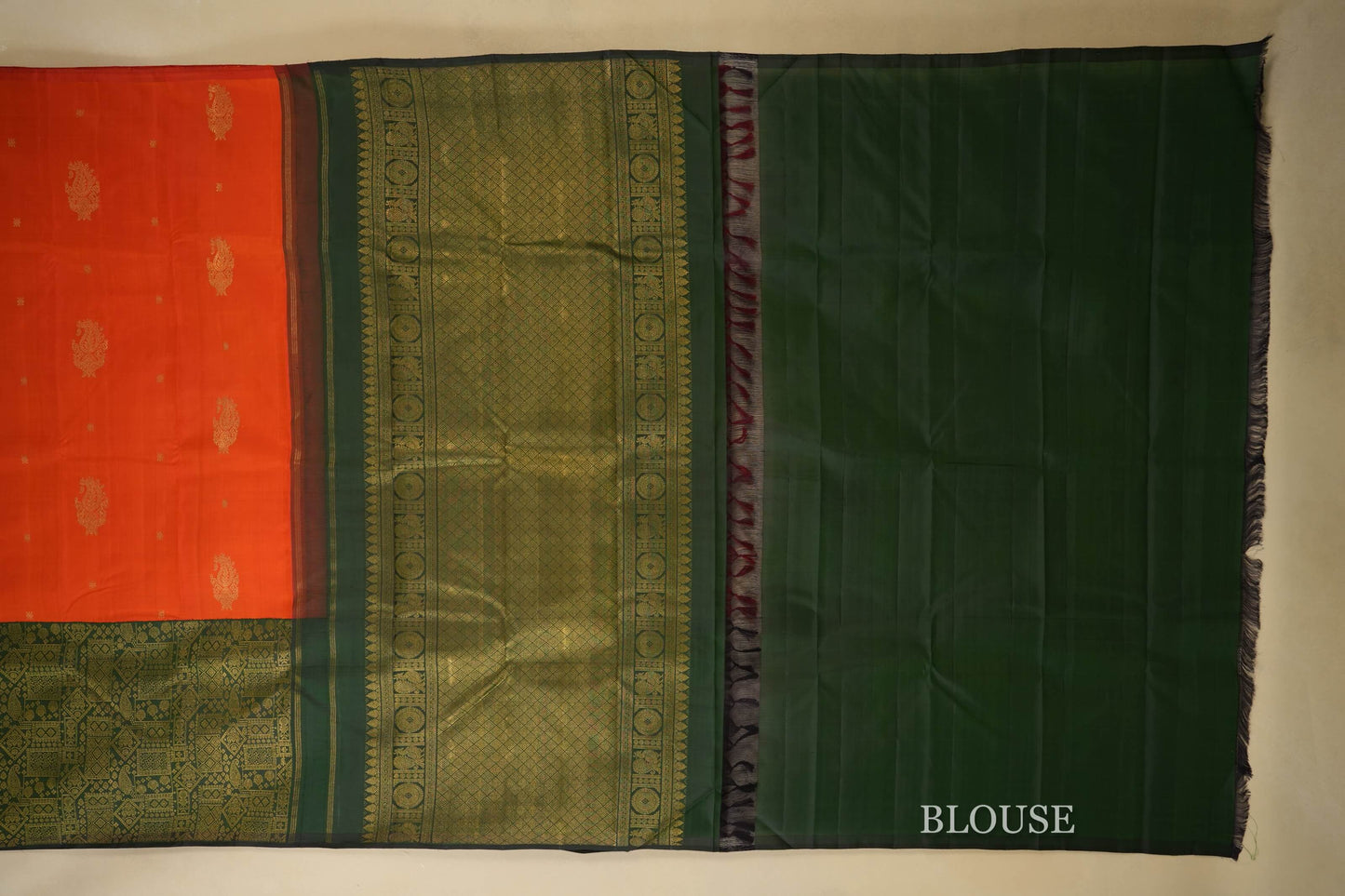 Orange vintage kanjivaram silk saree blouse