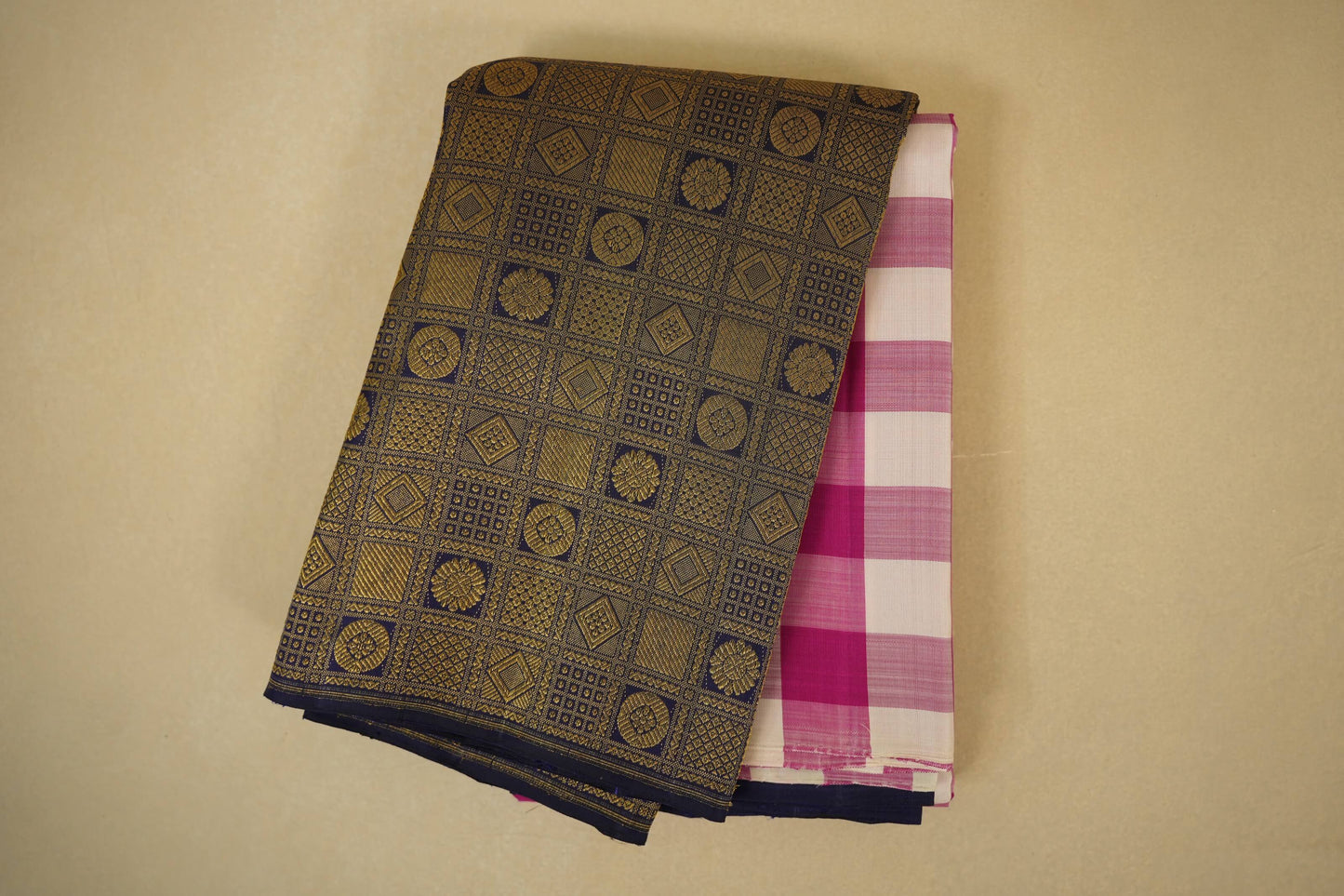 Folded Multi color vintage kanjivaram silk saree