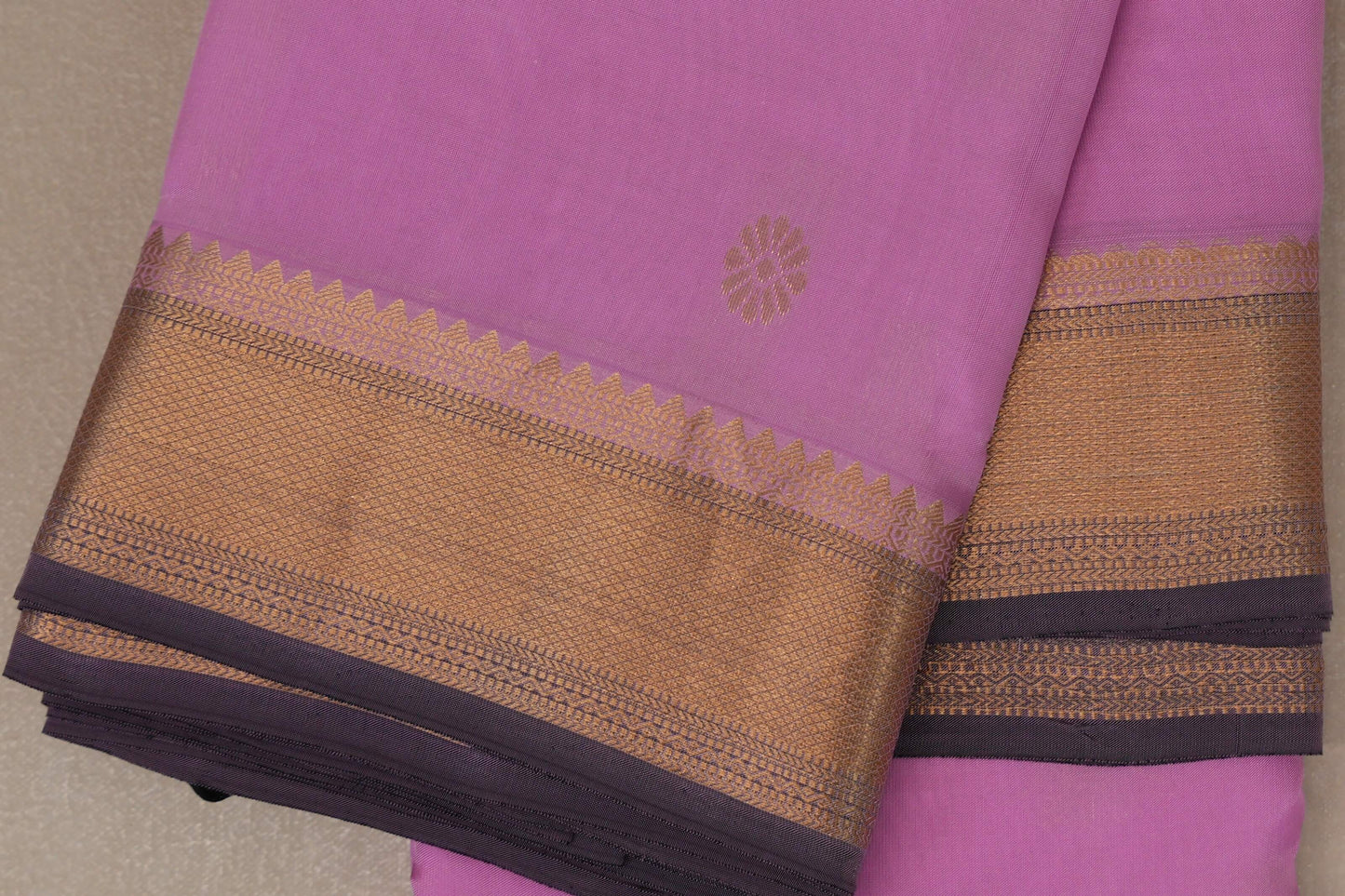 Bright pink with Dusty Lavender border Light Weight Kanjivaram Silk Saree SS8952