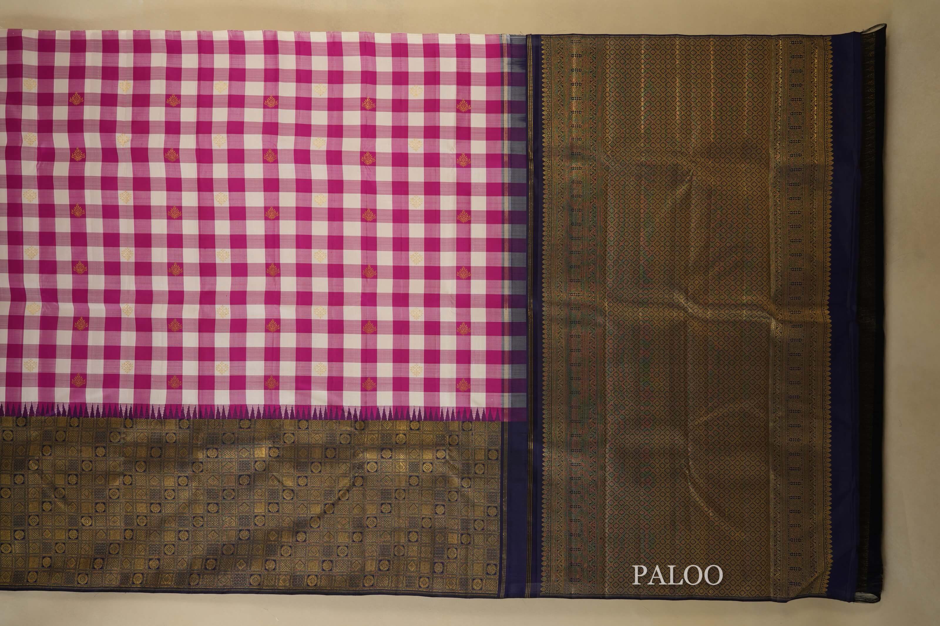 Multi Colour kanjivaram silk saree paloo