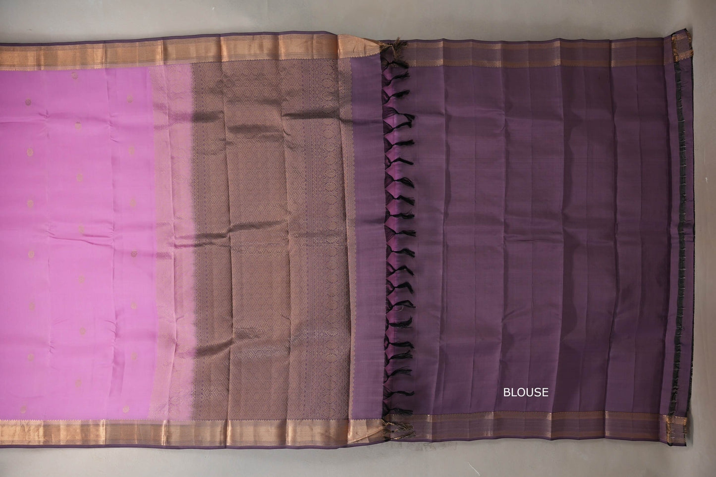 Bright pink with Dusty Lavender border Light Weight Kanjivaram Silk Saree SS8952