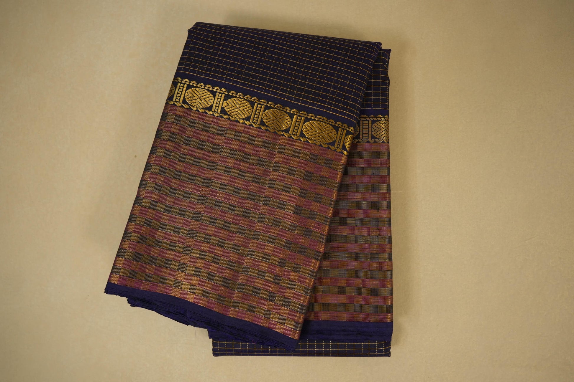 Navy blue vintage kanjivaram silk saree
