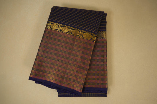 Navy blue vintage kanjivaram silk saree