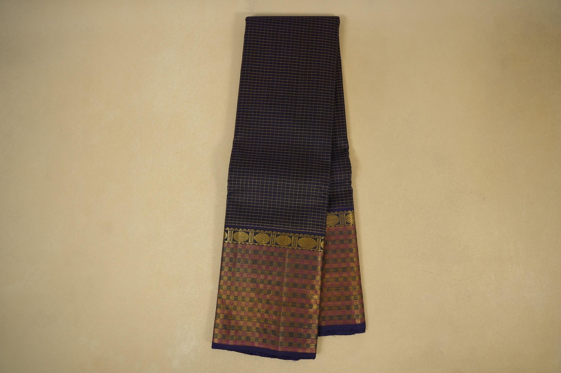 checked vintage kanjivaram silk saree