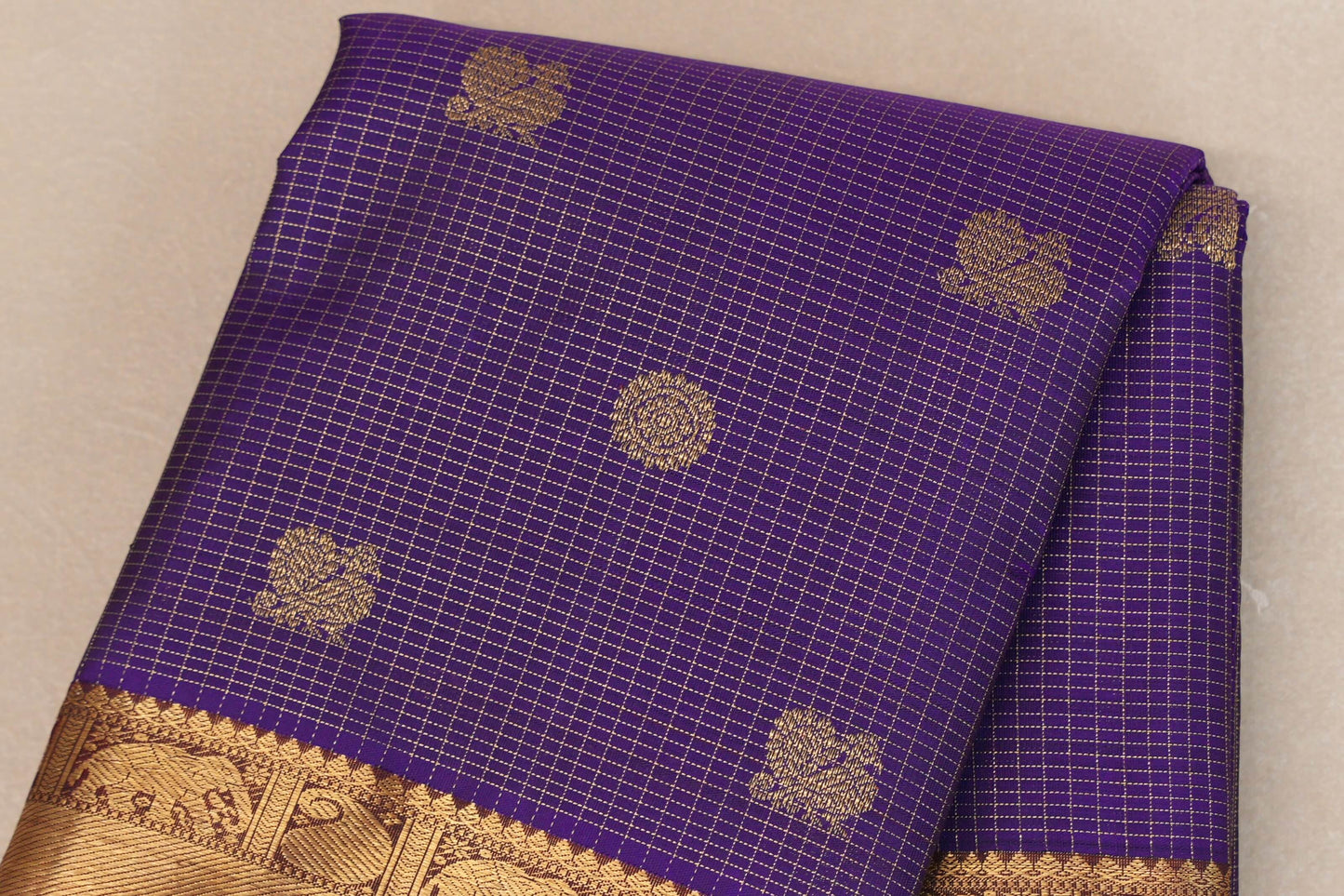 Deep Violet  Heirloom Kanjivaram Silk Saree body zoom