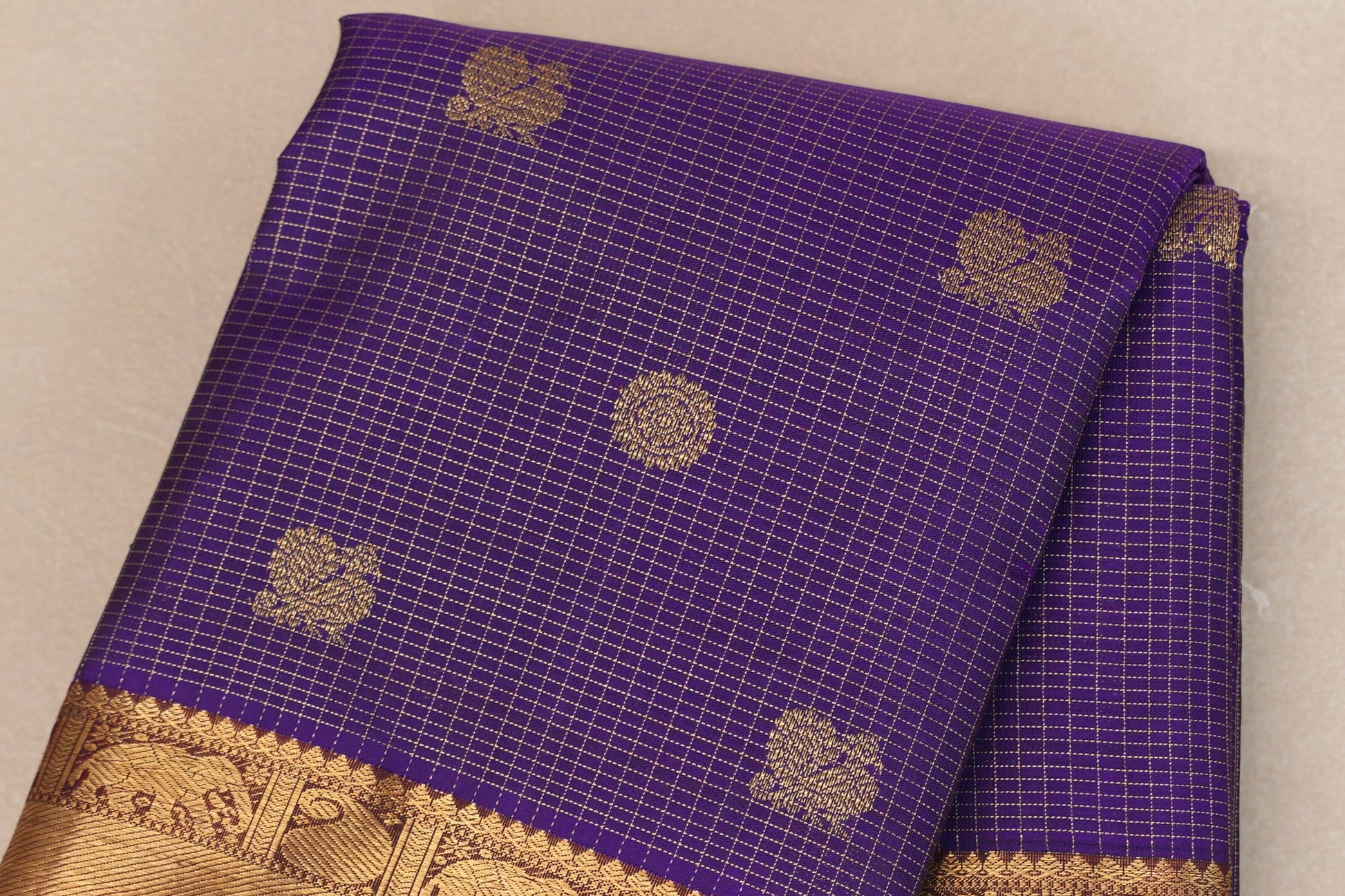 Deep Violet  Heirloom Kanjivaram Silk Saree body zoom