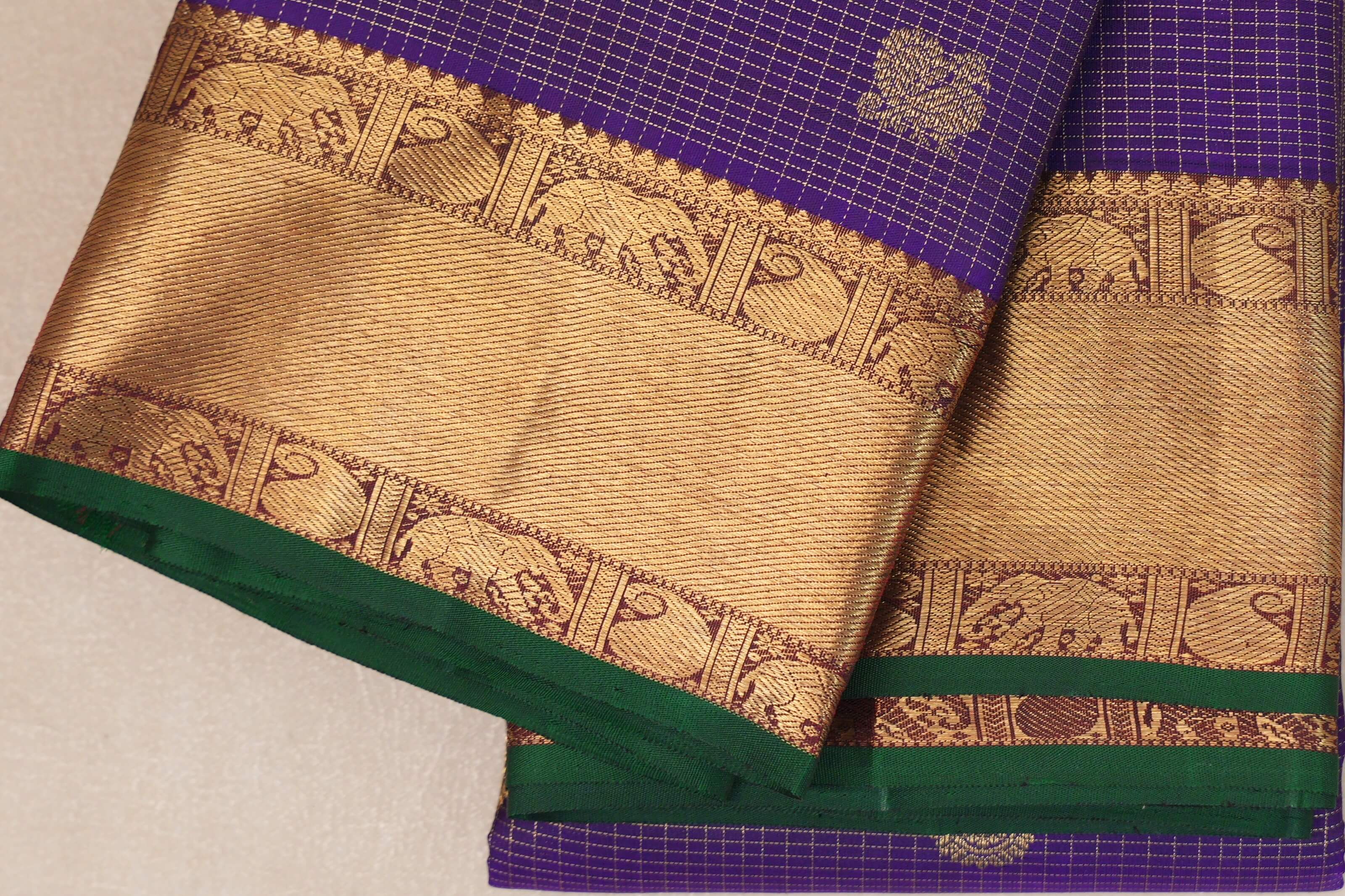 Deep Violet Heirloom Kanjivaram Silk Saree border zom