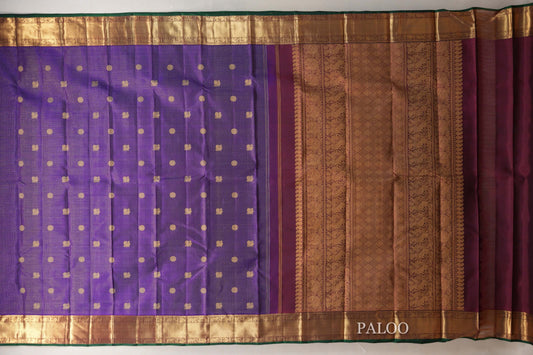 Deep Violet  Heirloom Kanjivaram Silk Saree paloo