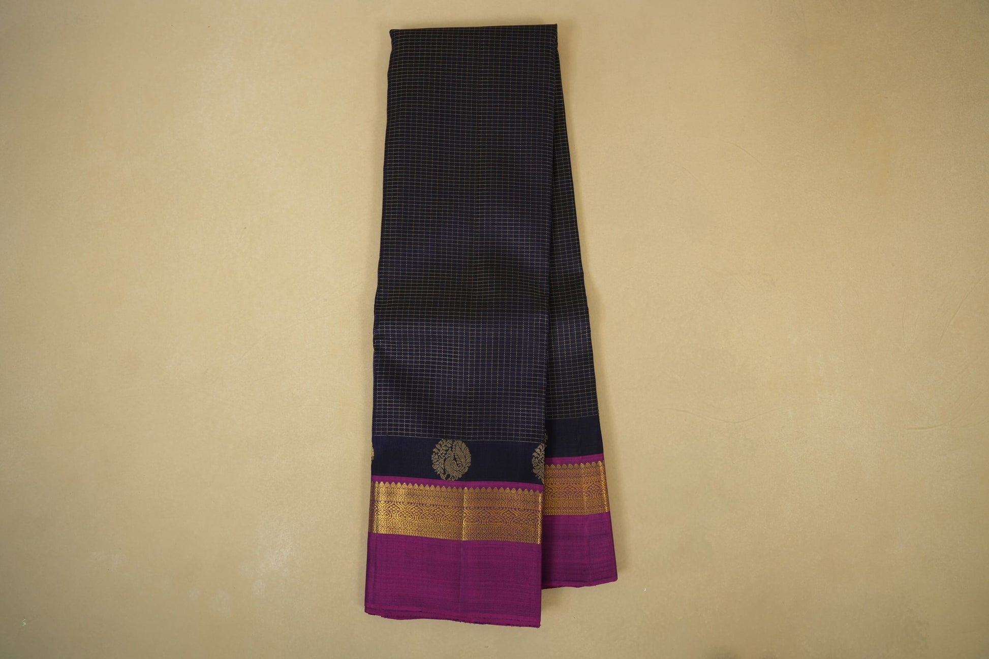 checked vintage kanjivaram silk saree