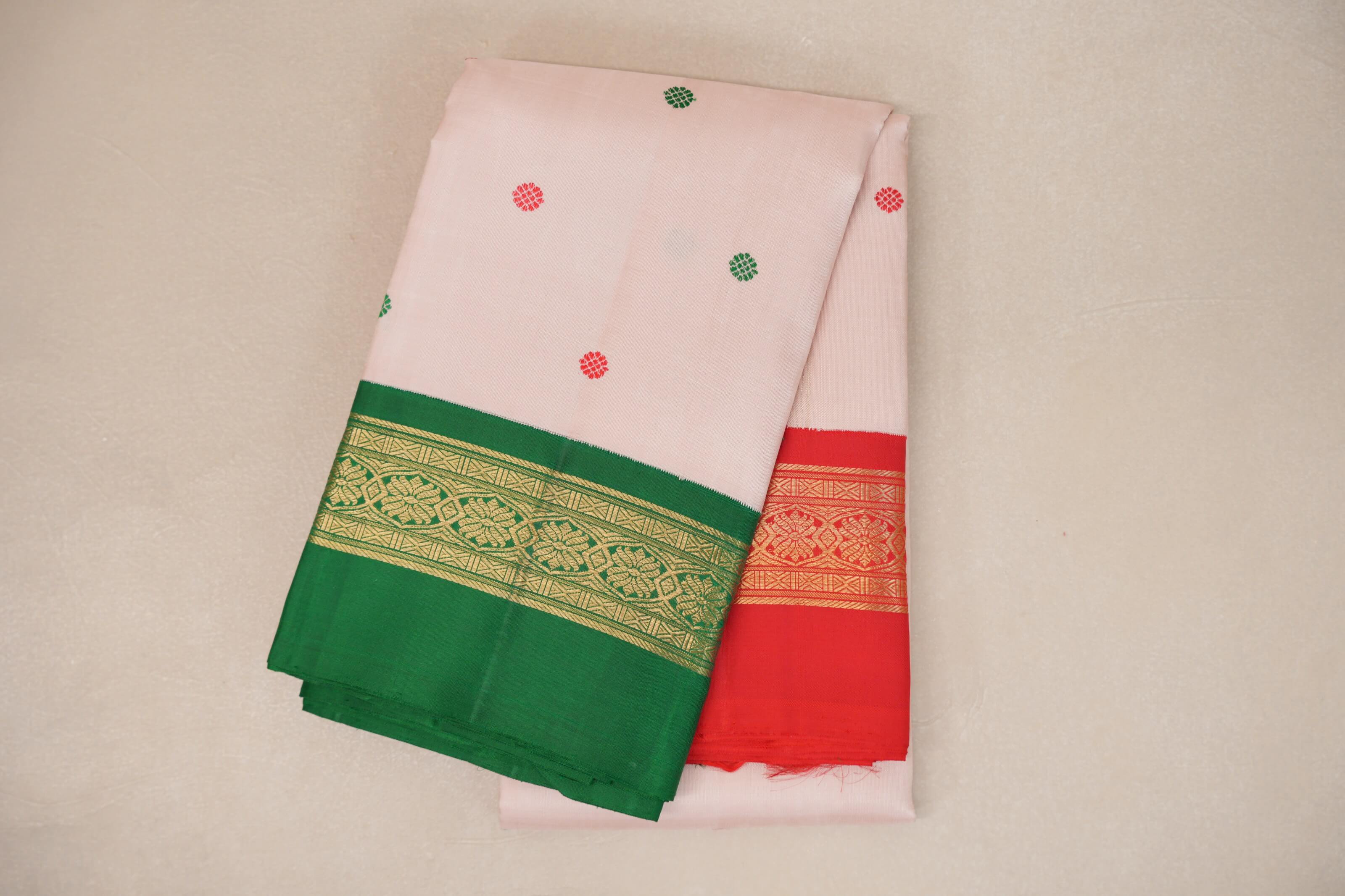 folded Ivory Pink  Heirloom Kanjivaram Silk Saree 