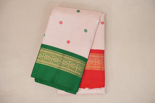 folded Ivory Pink  Heirloom Kanjivaram Silk Saree 