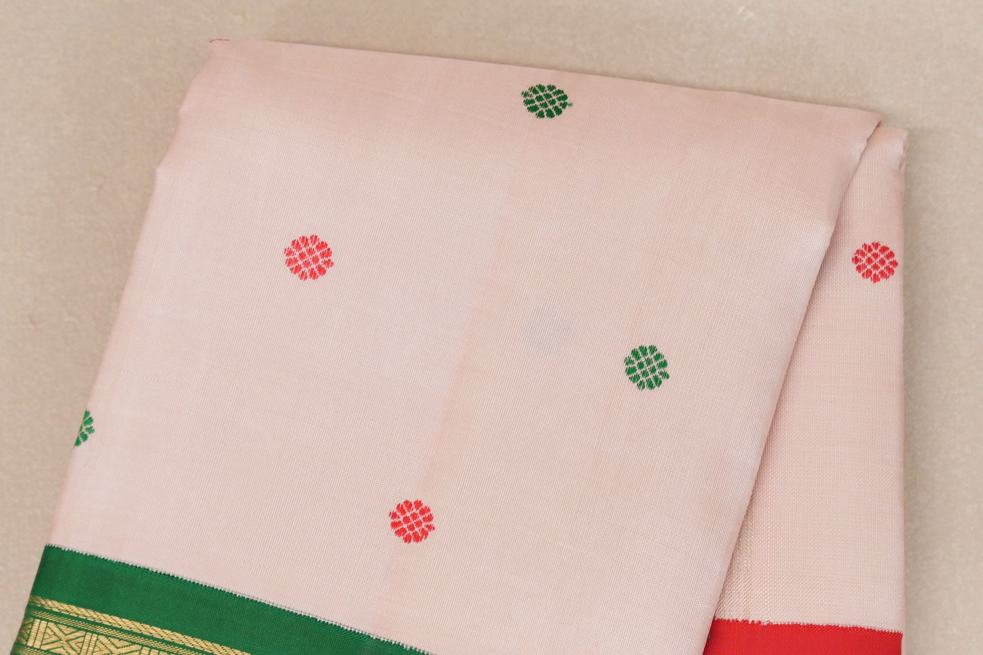 Ivory Pink Heirloom Kanjivaram Silk Sareebody zoom