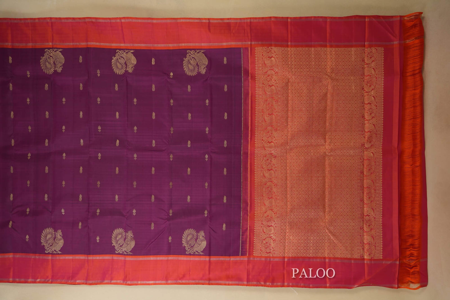 Magenta Kanjivaram Silk Saree paloo