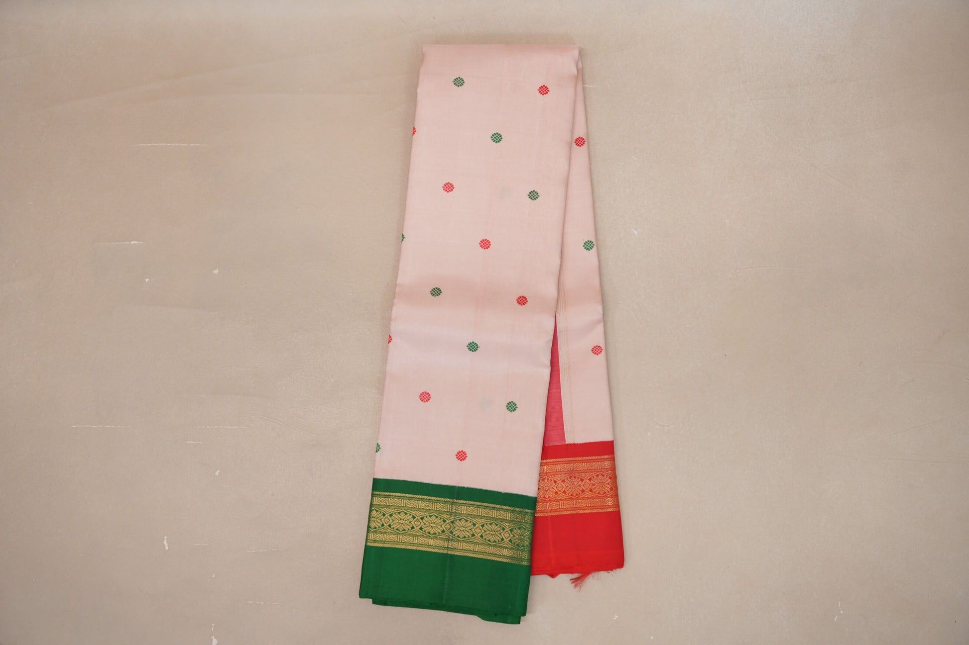Ivory Pink Heirloom Kanjivaram Silk Saree online