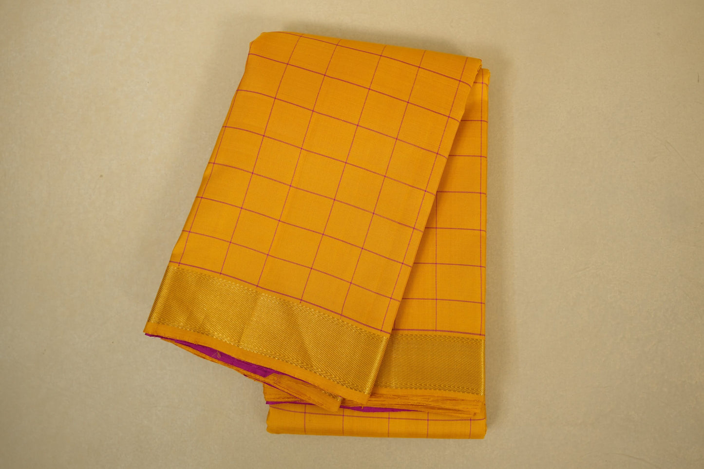 folded Mustard vintage kanjivaram silk saree