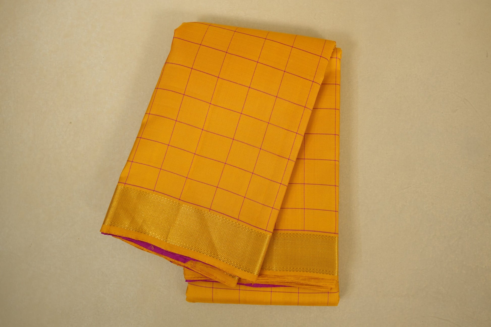 folded Mustard vintage kanjivaram silk saree