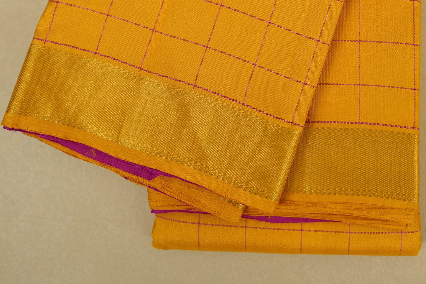 Mustard Kanjivaram Silk Saree borders zoom