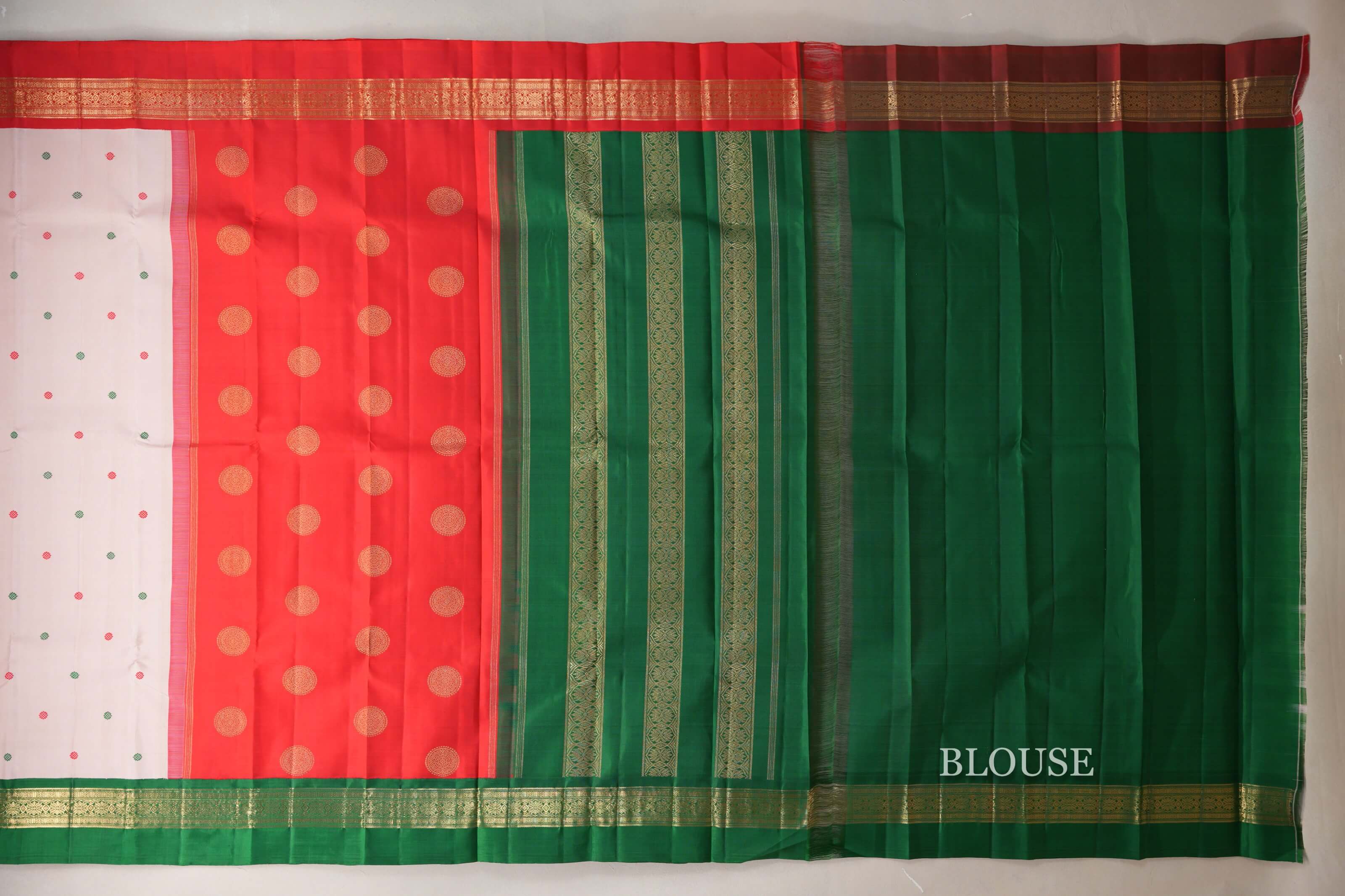 Ivory Pink Heirloom Kanjivaram Silk Saree  blouse