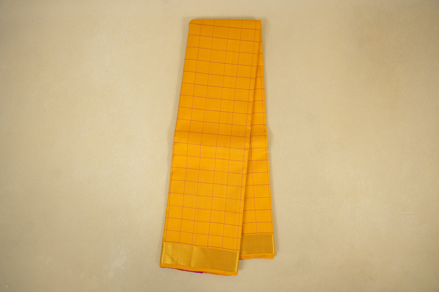 Checked mustard vintage kanjivaram silk saree