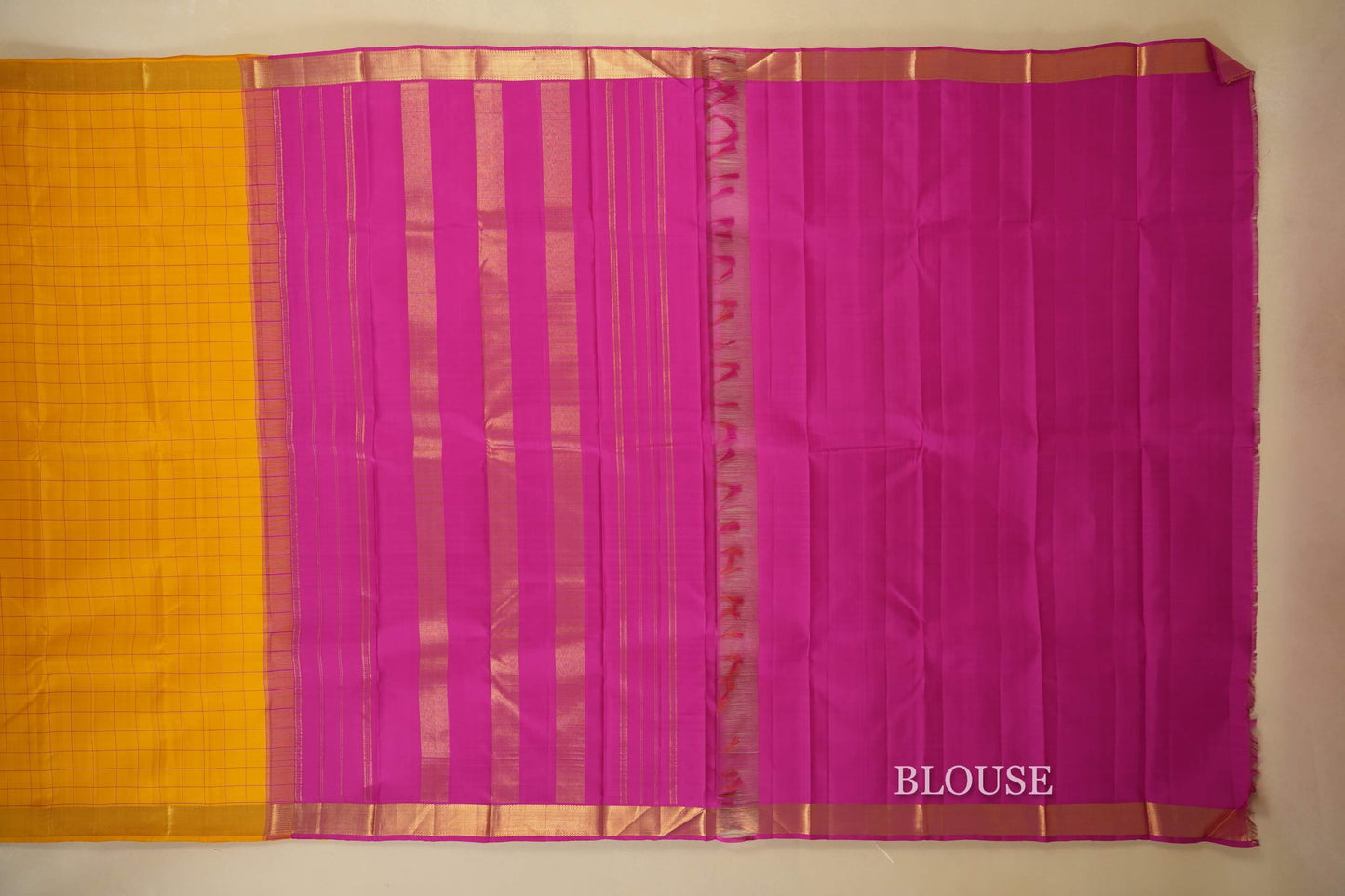 Mustard Kanjivaram Silk Saree  blouse