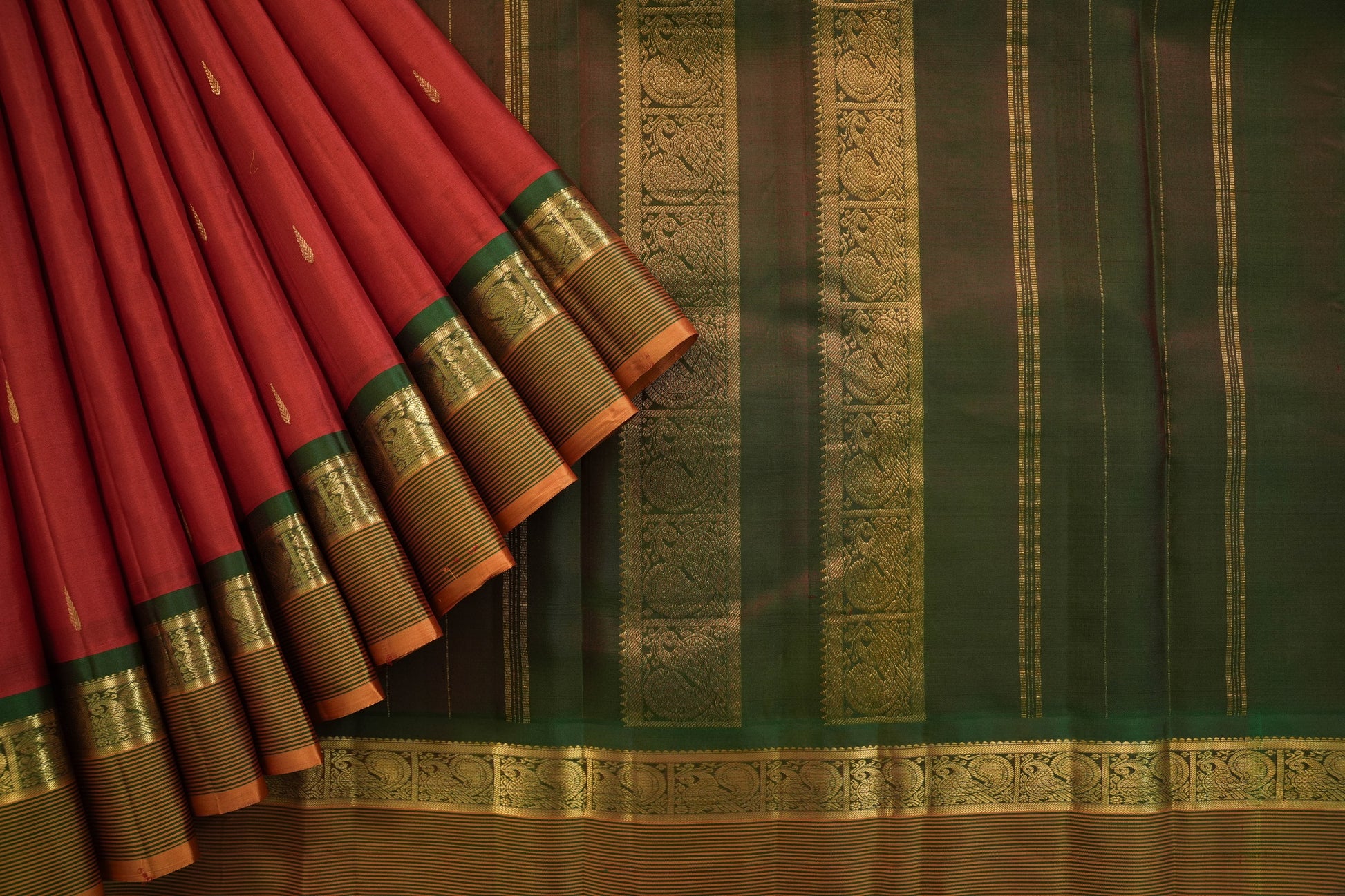 Deep red kanchipuram silk saree