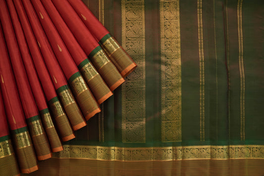 Deep red kanchipuram silk saree