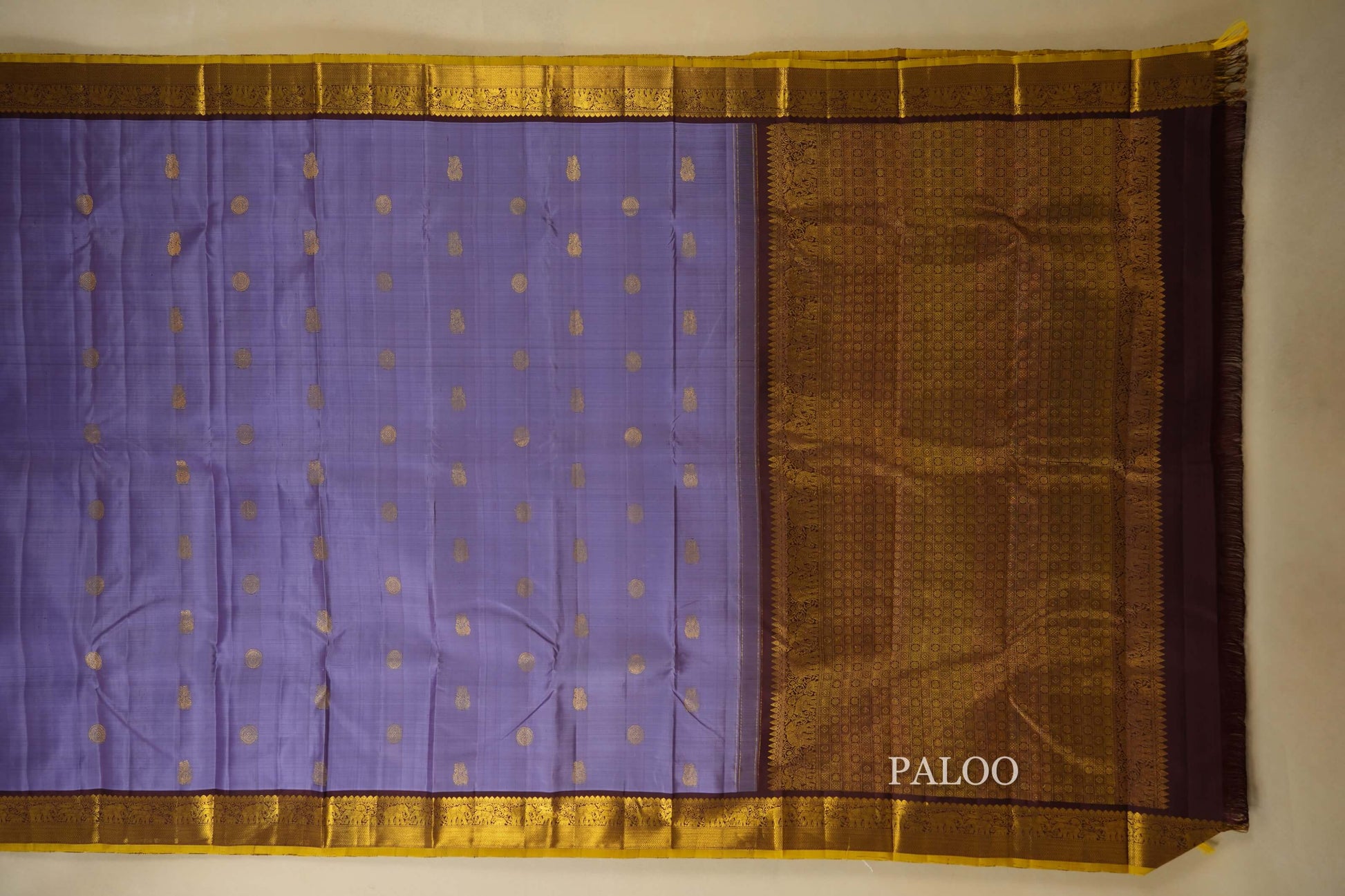 Lavender Kanjivaram Silk Saree paloo