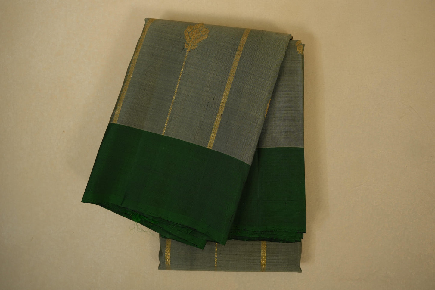 Folded Grey vintage kanjivaram silk saree