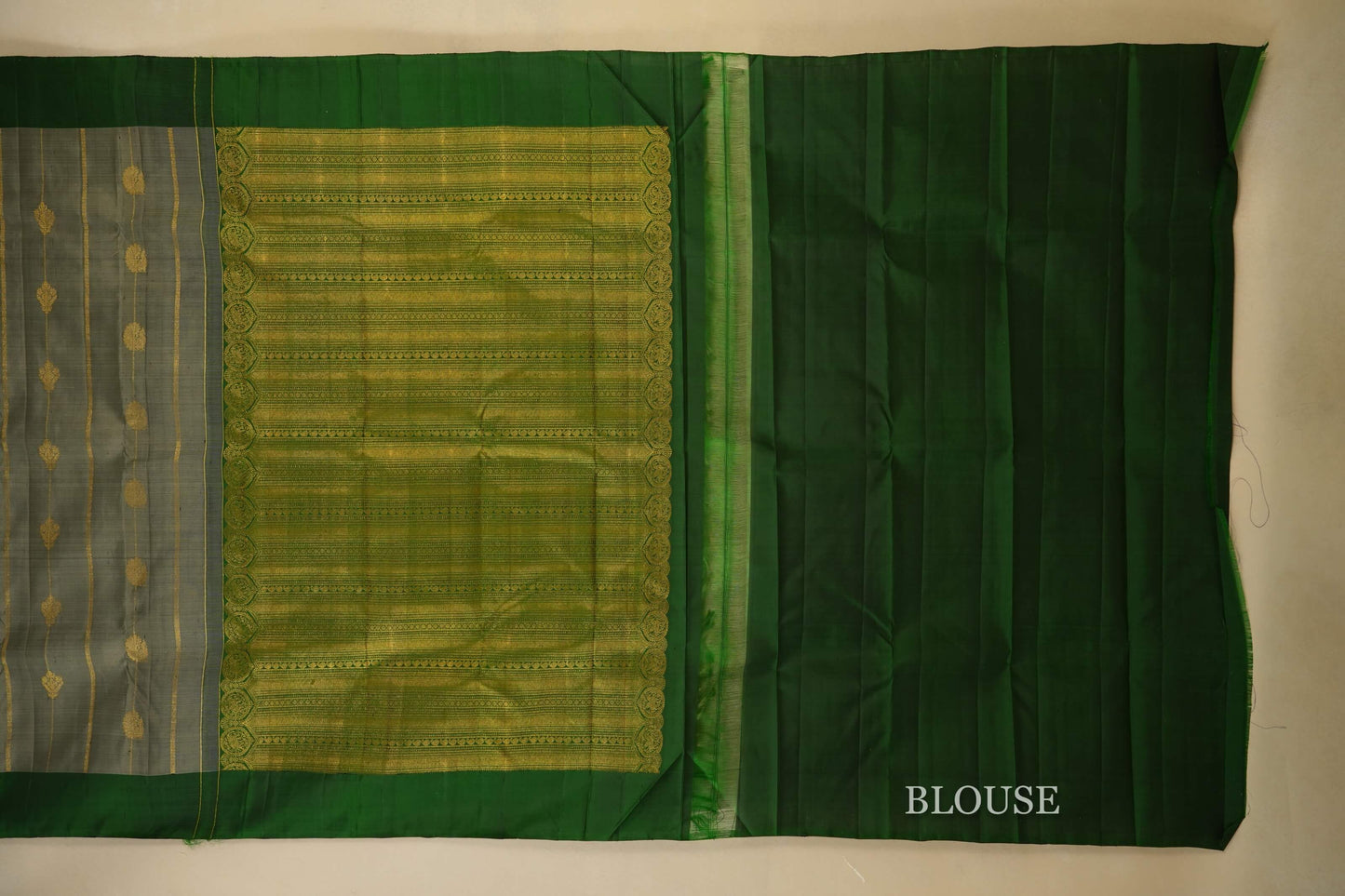Grey vintage kanjivaram silk saree blouse
