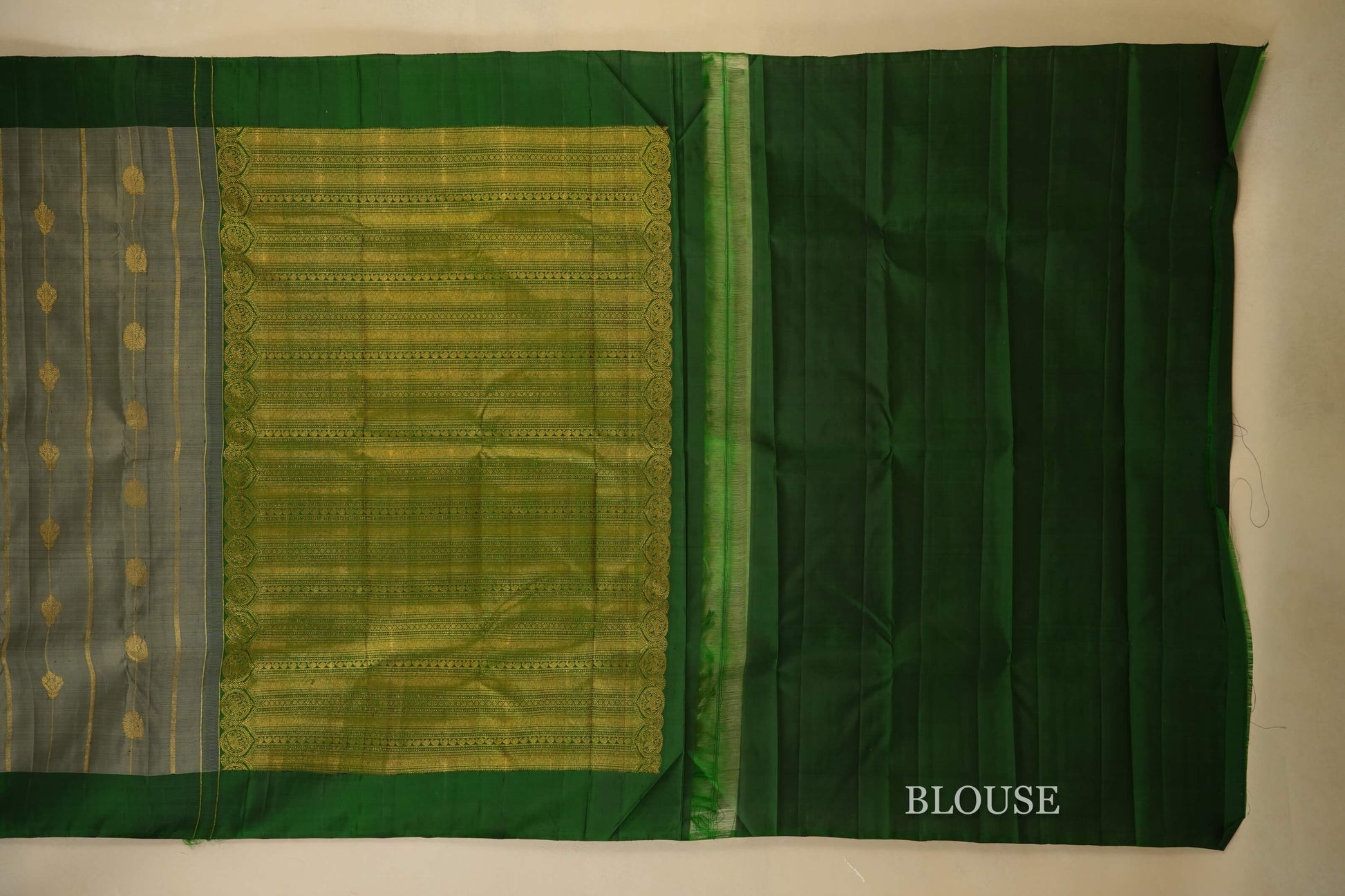 Grey vintage kanjivaram silk saree blouse
