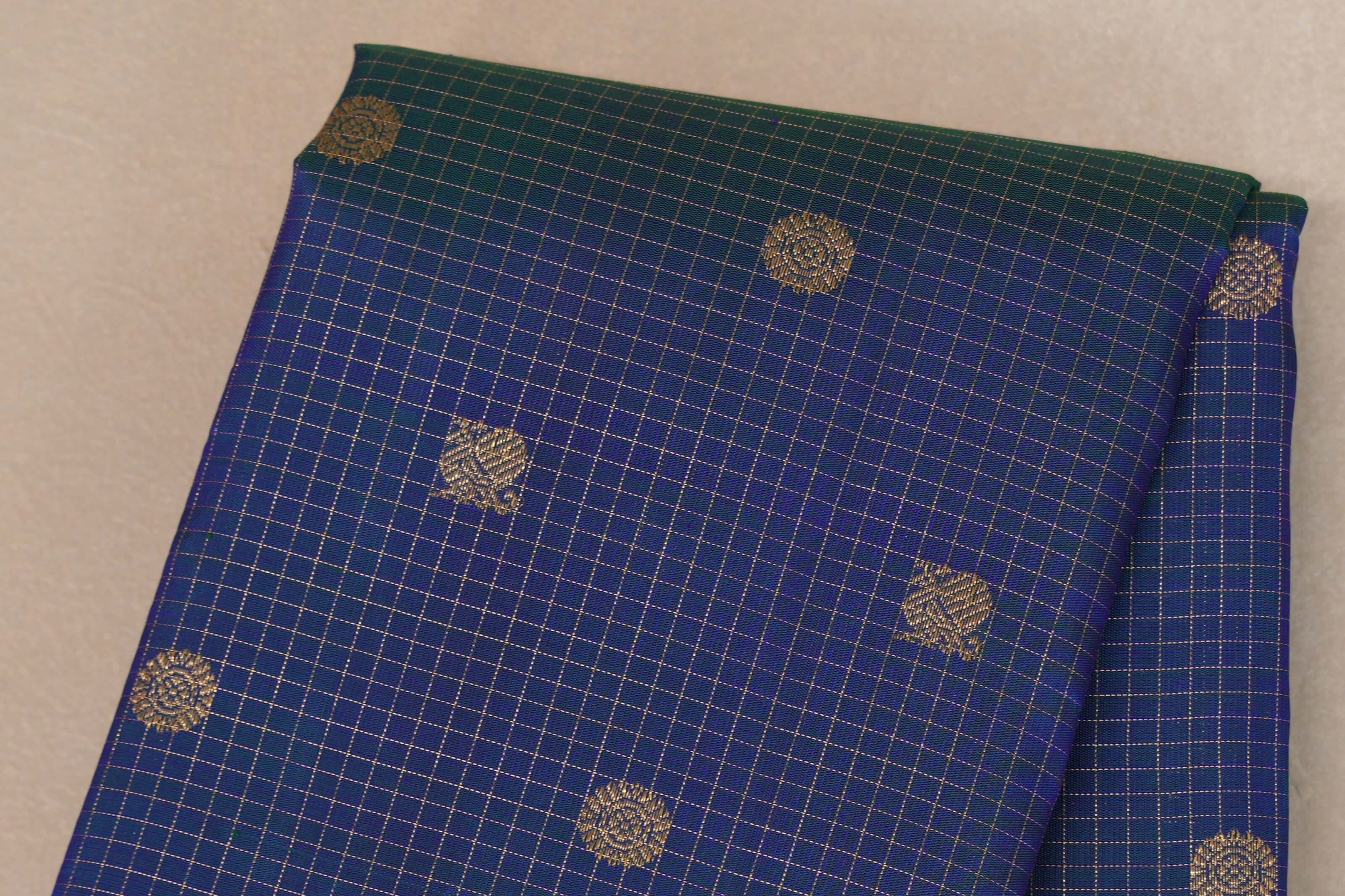 Peacock Blue Heirloom Kanjivaram Silk Saree body zoom