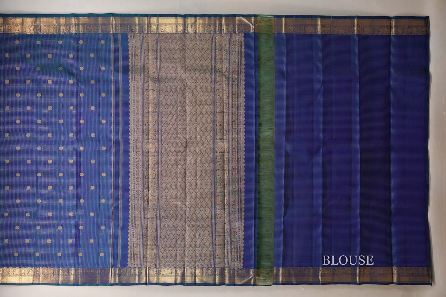 Peacock Blue Heirloom Kanjivaram Silk Saree blouse