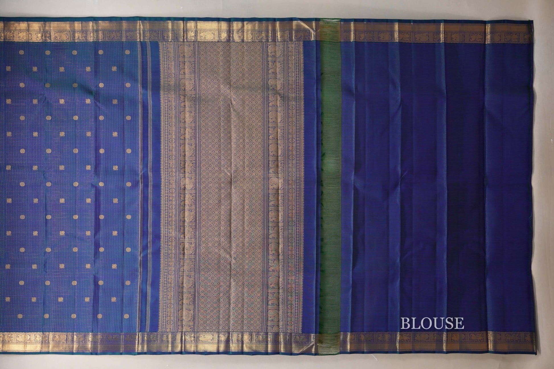 Peacock Blue Heirloom Kanjivaram Silk Saree blouse