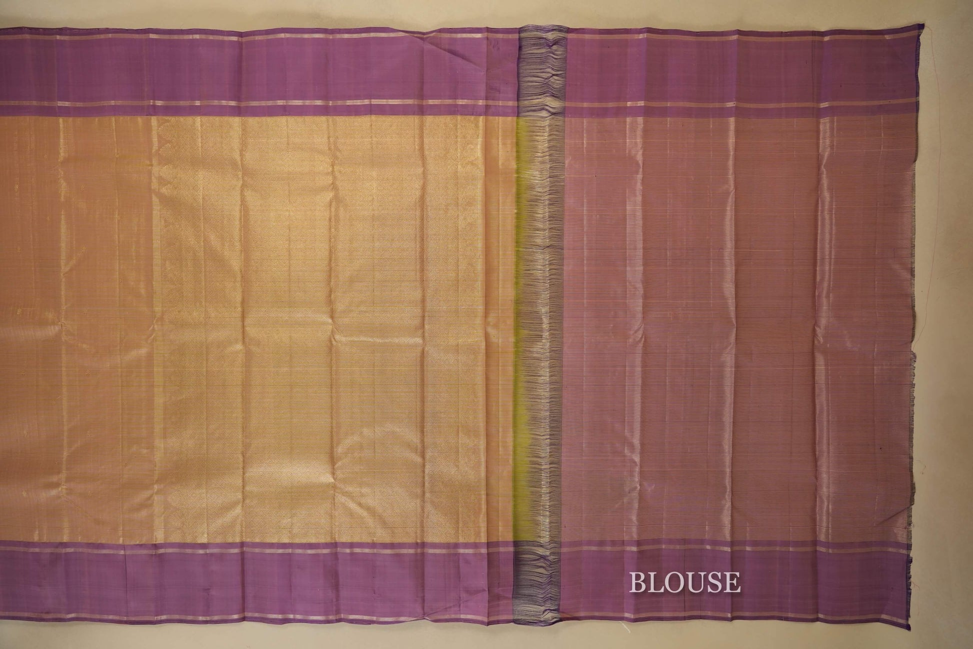 Beige Kanjivaram Silk Saree blouse