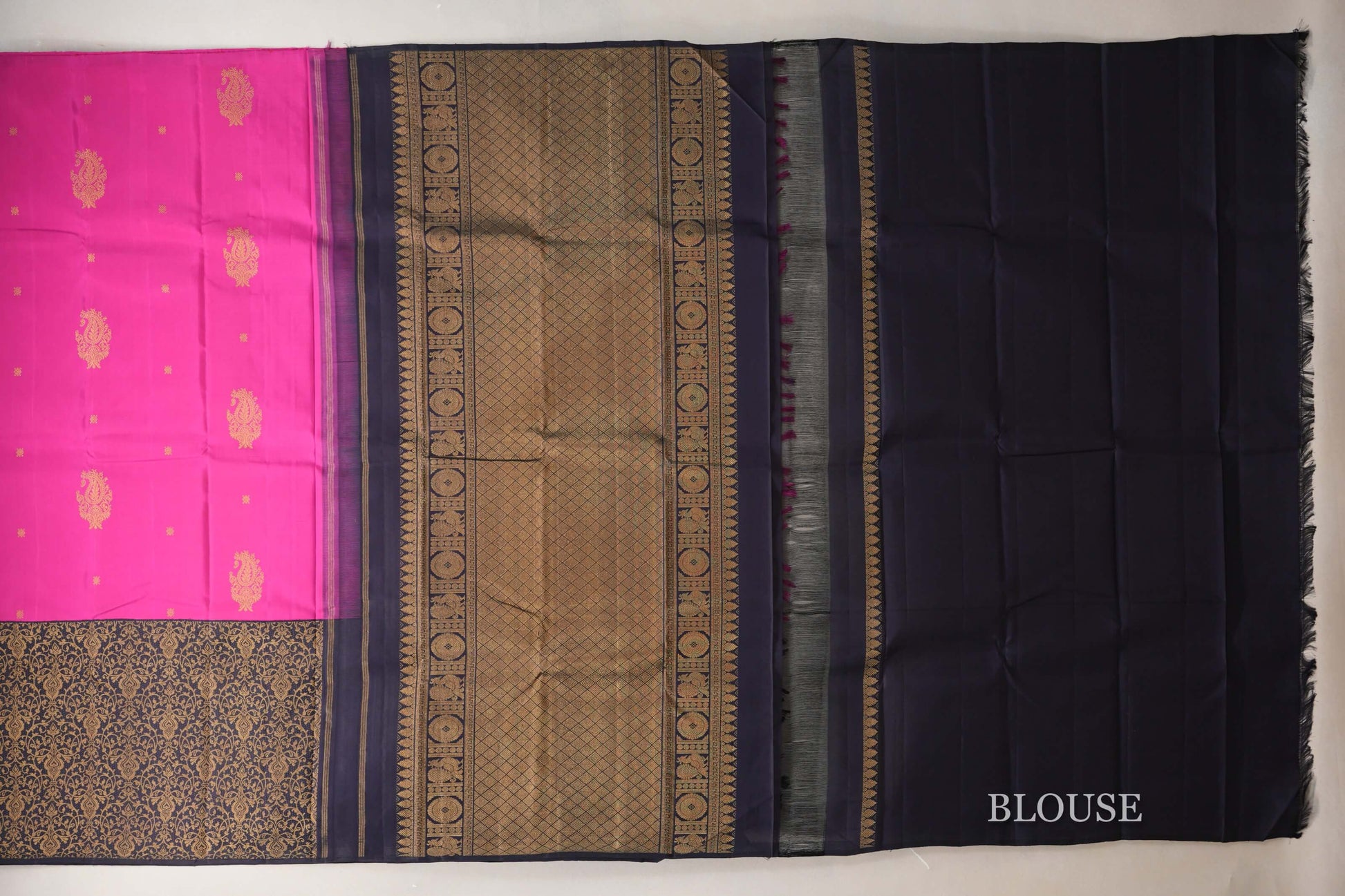 Pink Vintage Kanjivaram Silk Saree blouse