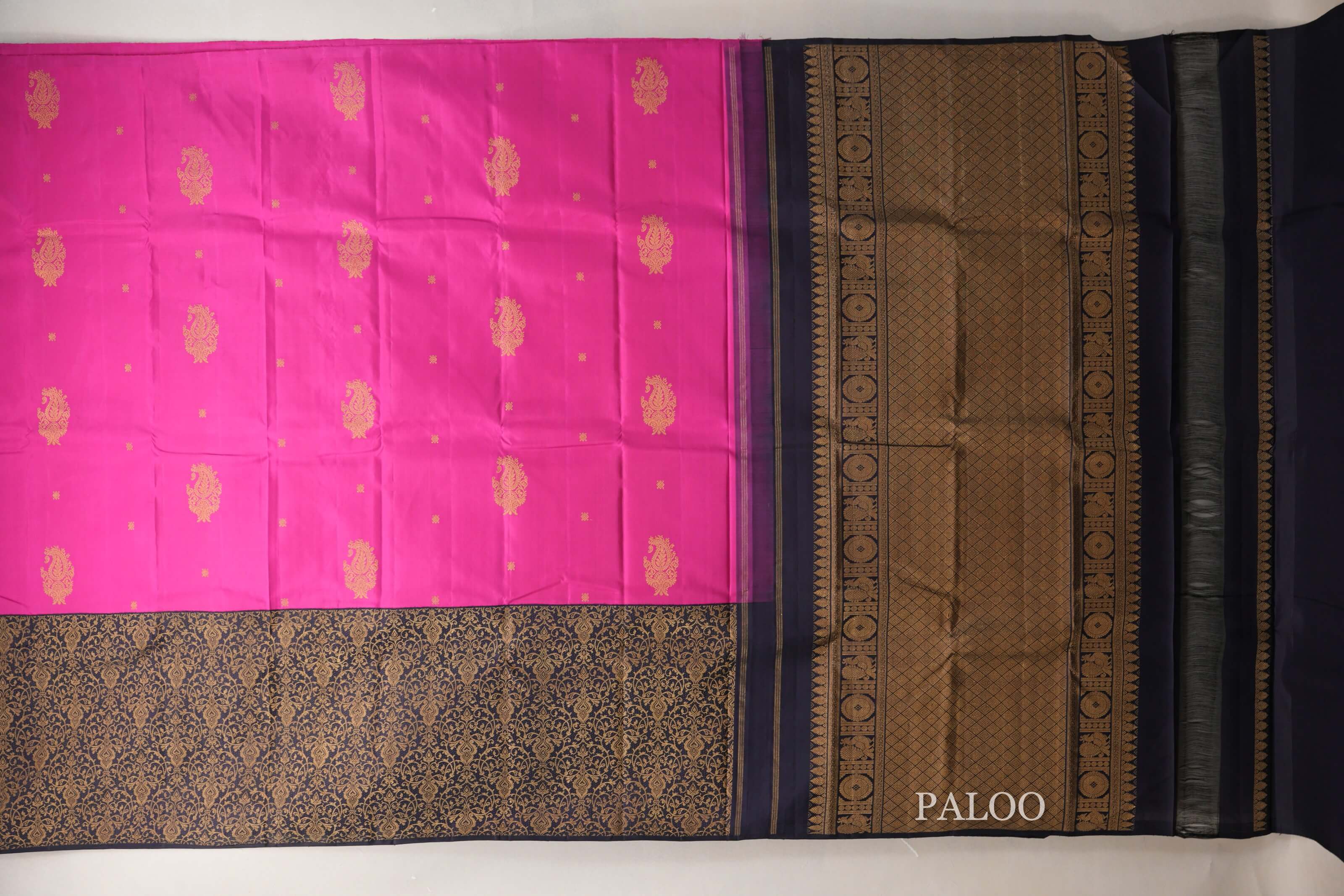 Pink Vintage Kanjivaram Silk Saree  paloo