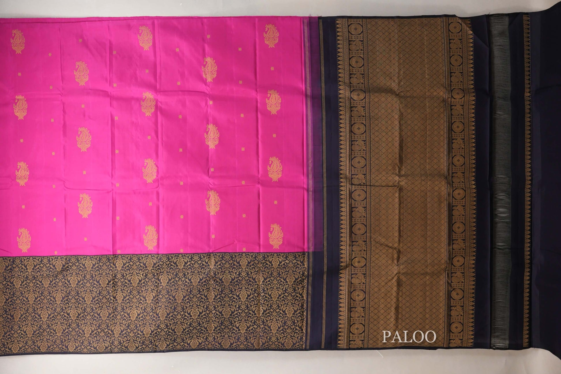 Pink Vintage Kanjivaram Silk Saree  paloo