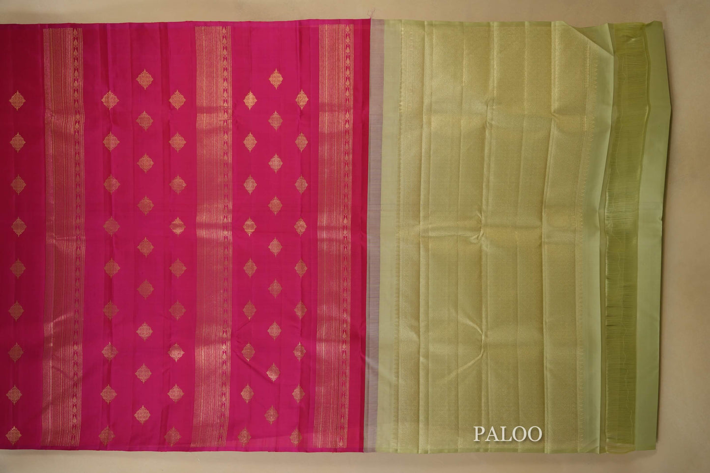 Pink Kanjivaram Silk Saree  paloo