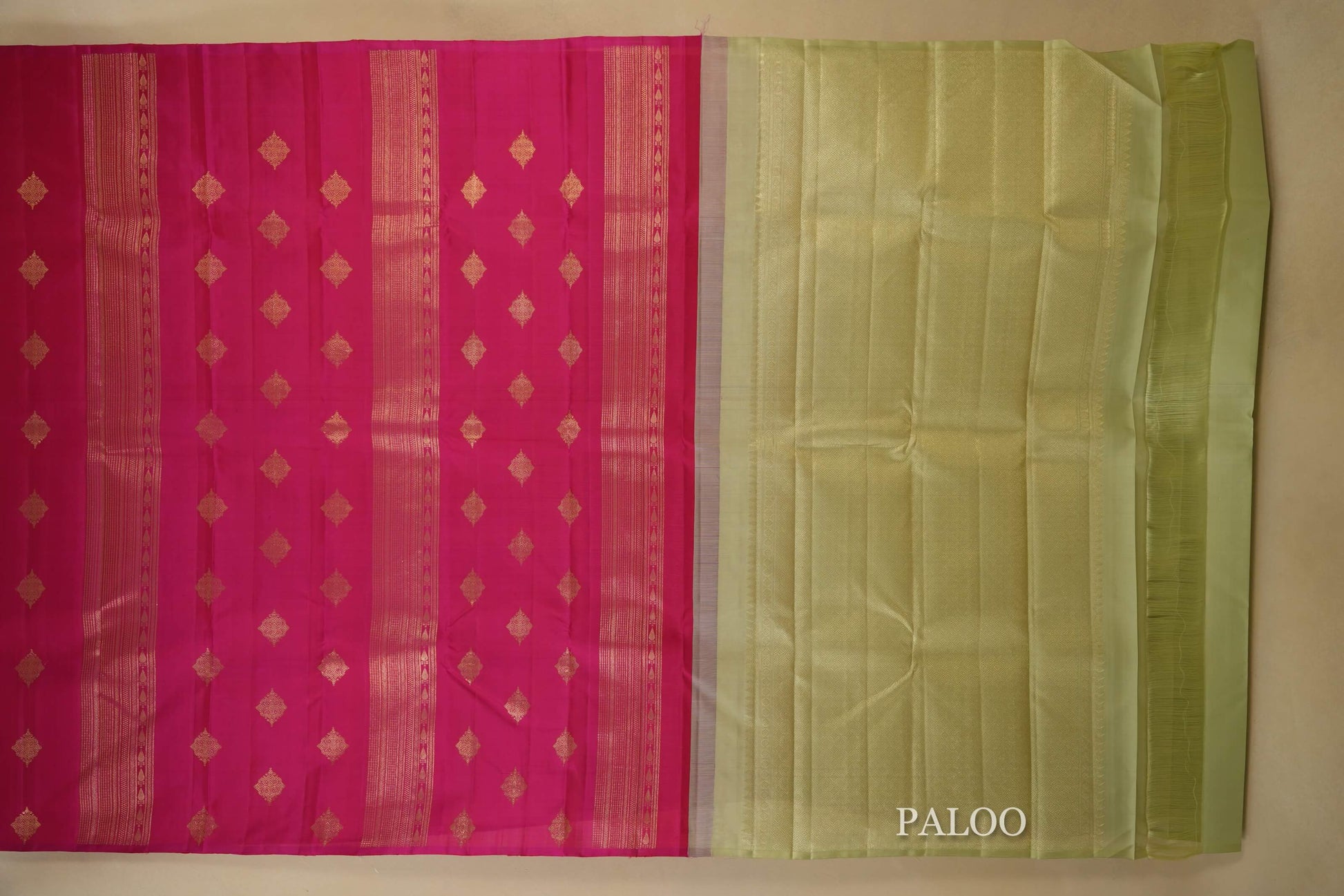 Pink Kanjivaram Silk Saree  paloo