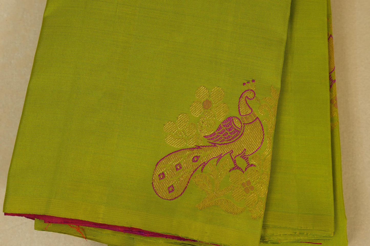 Parrot Green Kanjivaram Silk Saree  zoom