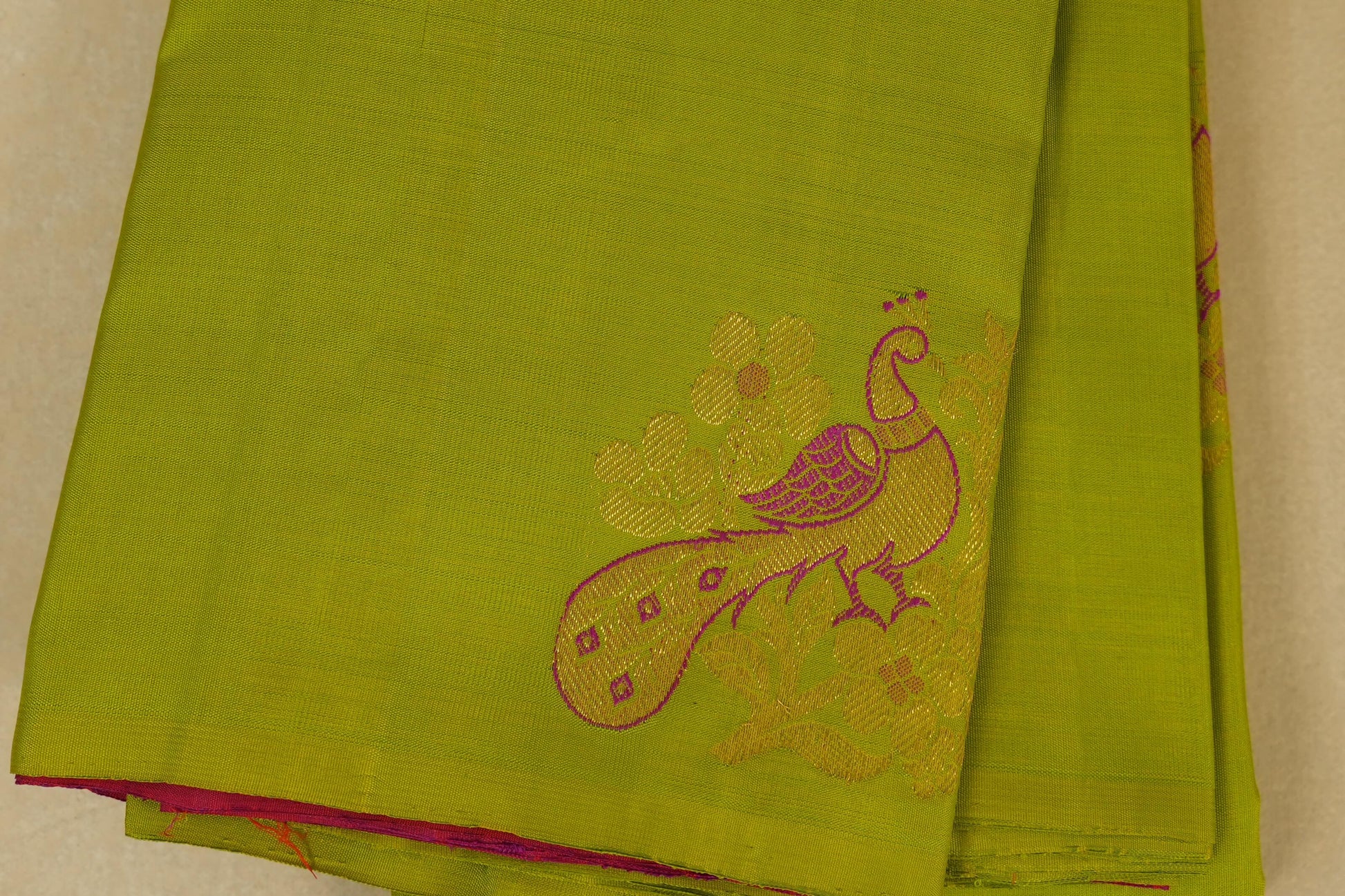 Parrot Green Kanjivaram Silk Saree  zoom