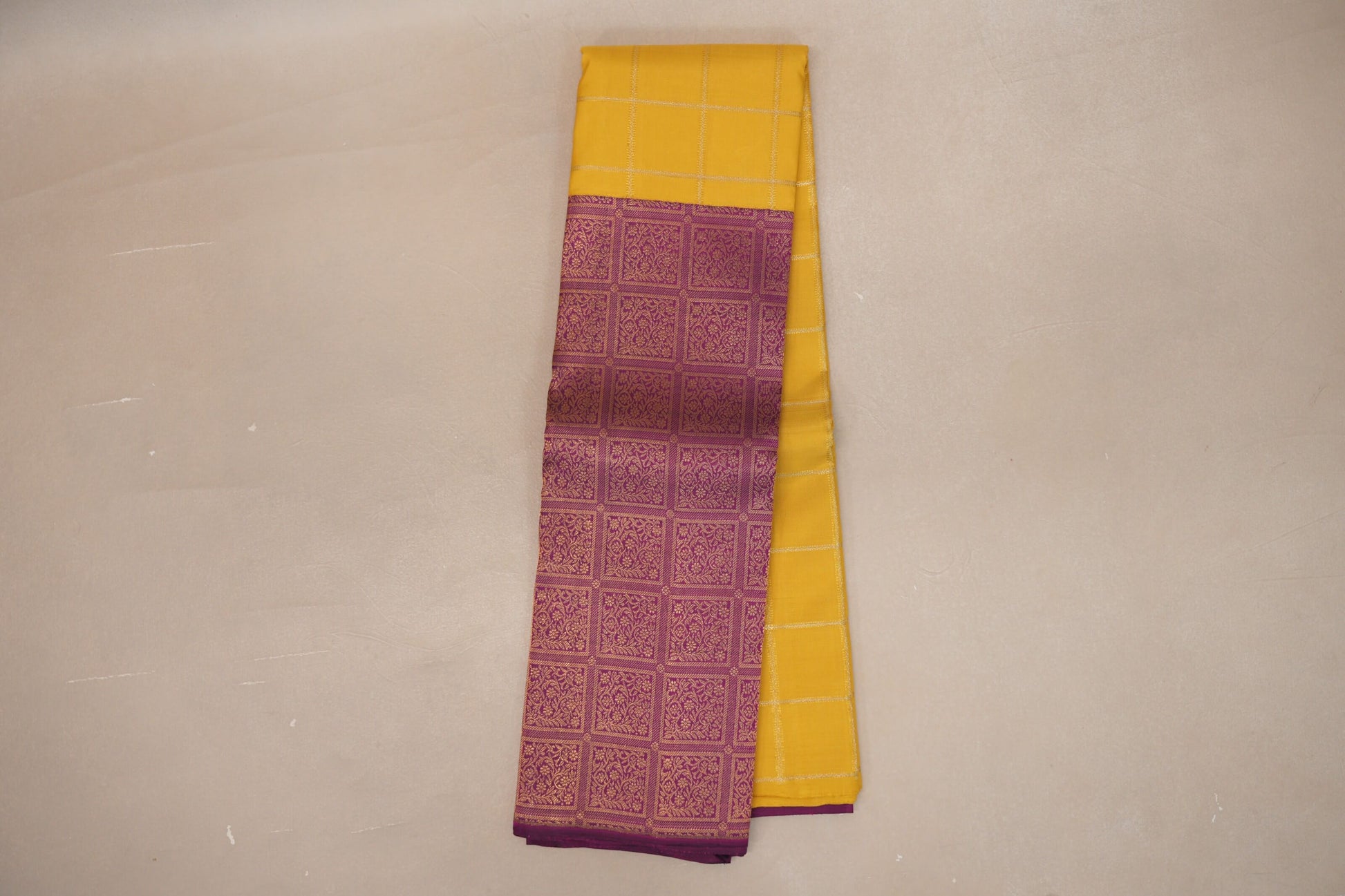 Bright Yellow Vintage Kanjivaram Silk Saree  onlinr