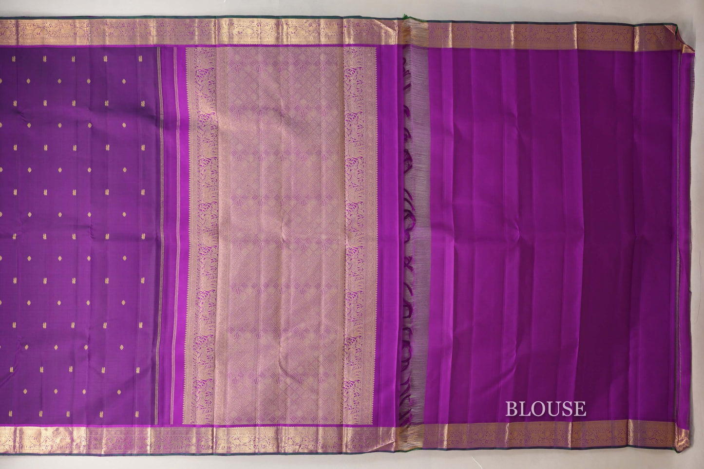 Deep Violet Purple Vintage Kanjivaram Silk Saree  blouse
