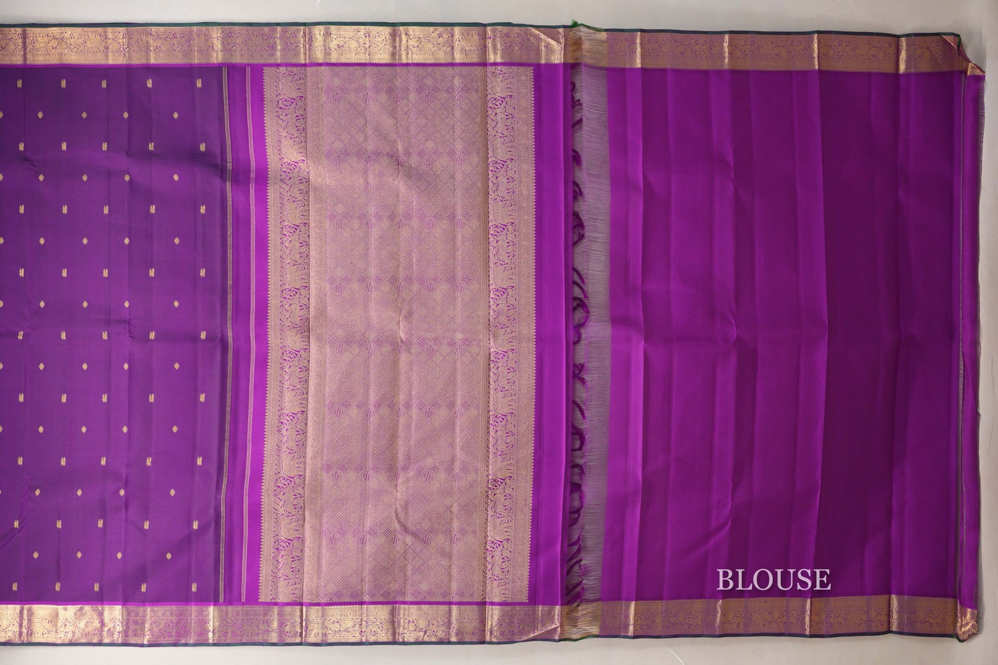 Deep Violet Purple Vintage Kanjivaram Silk Saree  blouse