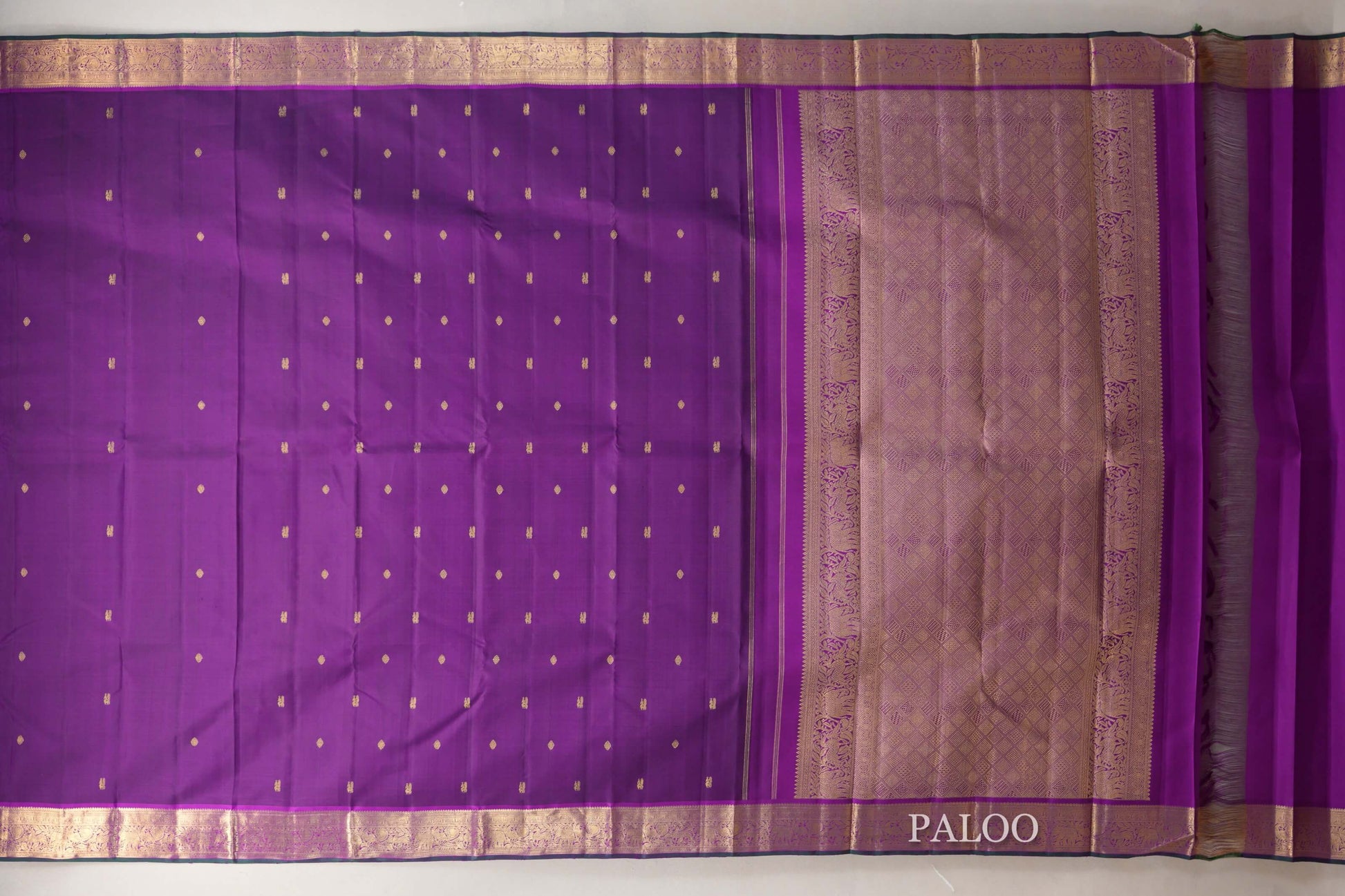 Deep Violet Purple Vintage Kanjivaram Silk Saree  paloo
