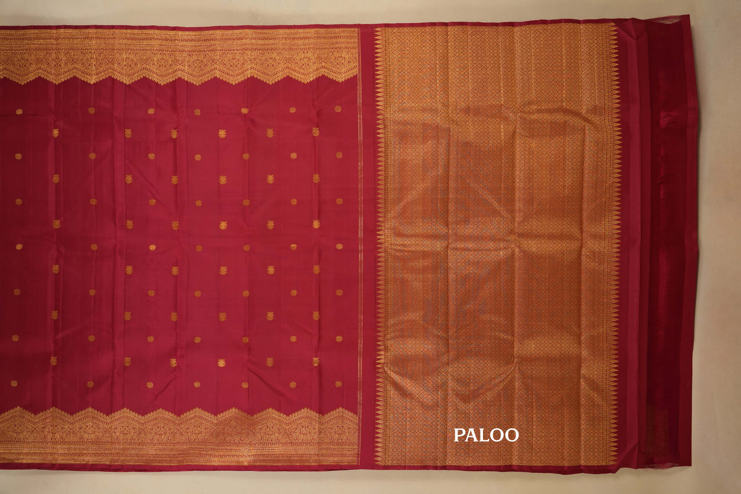 Maroon Kanjivaram Silk Saree paloo